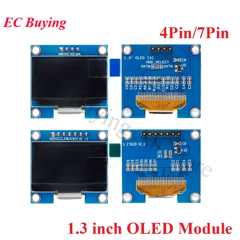 

1,3-дюймовый OLED-модуль 1,3-дюймовый ЖК-дисплей LED 12864 Экран дисплея Белый/синий 128X64 SPI/IIC I2C SSD1306 SH1106 4Pin 7Pin 128*64 Голая плата