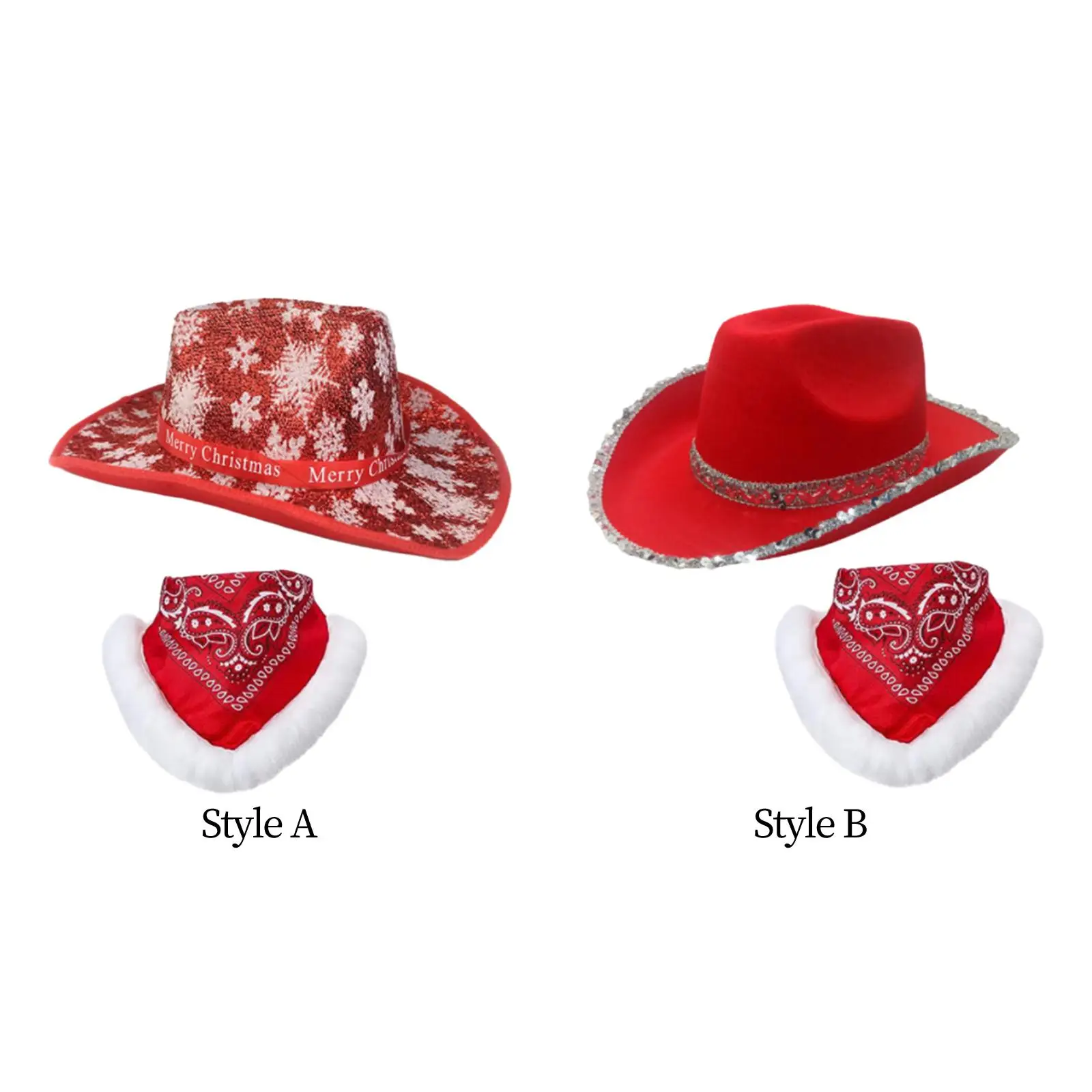 Christmas Cowboy Hat Engagement Party Dress up Gift Santa Claus Western Hat