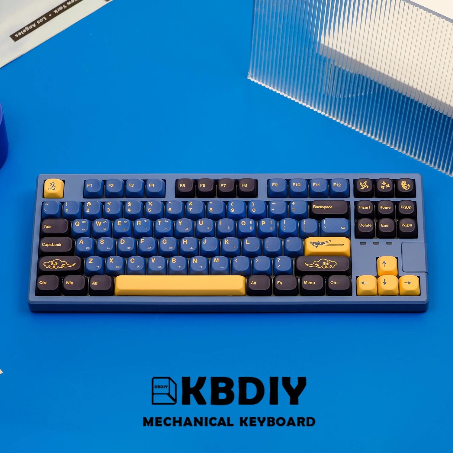 Imagem -03 - Kbdiy Samurai Azul Keycaps Teclado Mecânico Pbt Gmk Personalizado Perfil Koa Switches mx Gmk64 K500 130 Chaves