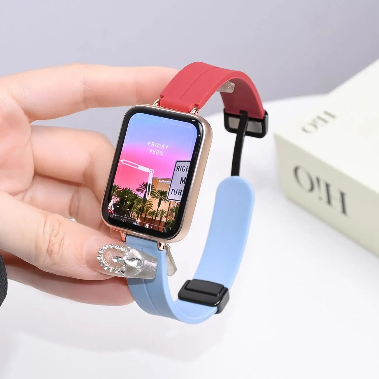 Pulseira de silicone com fivela magnética para xiaomi mi band 9pro/8pro pulseira substituível para redmi band 5/4 pulseira esportiva