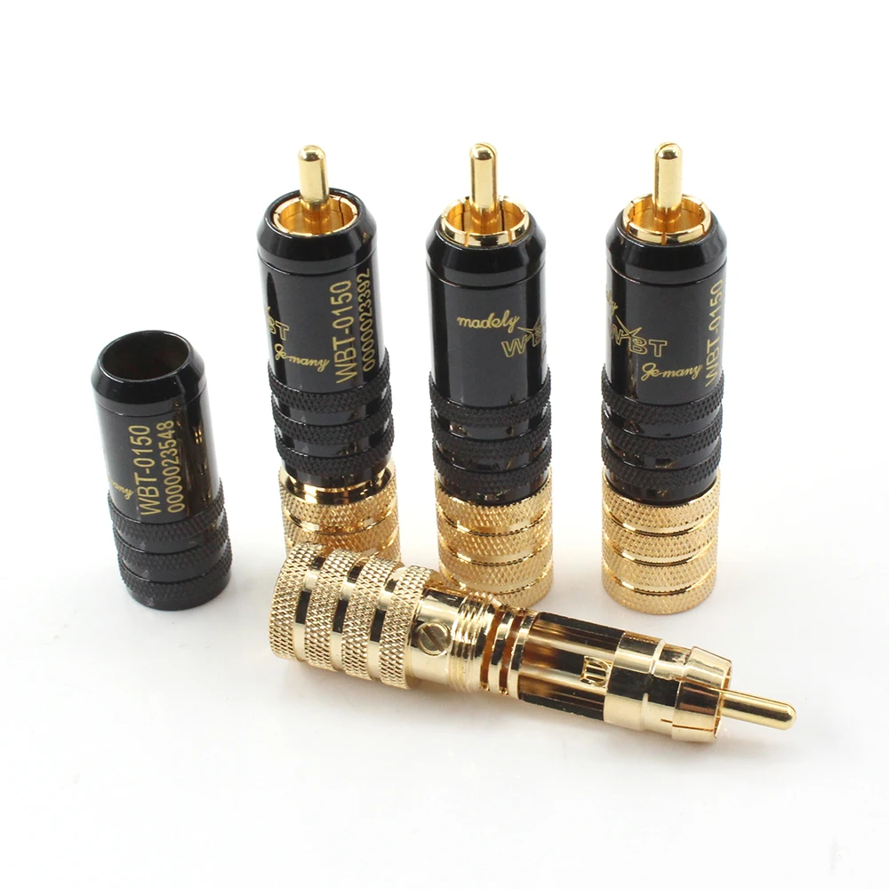 

4Pcs WBT-0150Cu 24K gold plated RCA plug connector HIFI RCA Cabel Plug