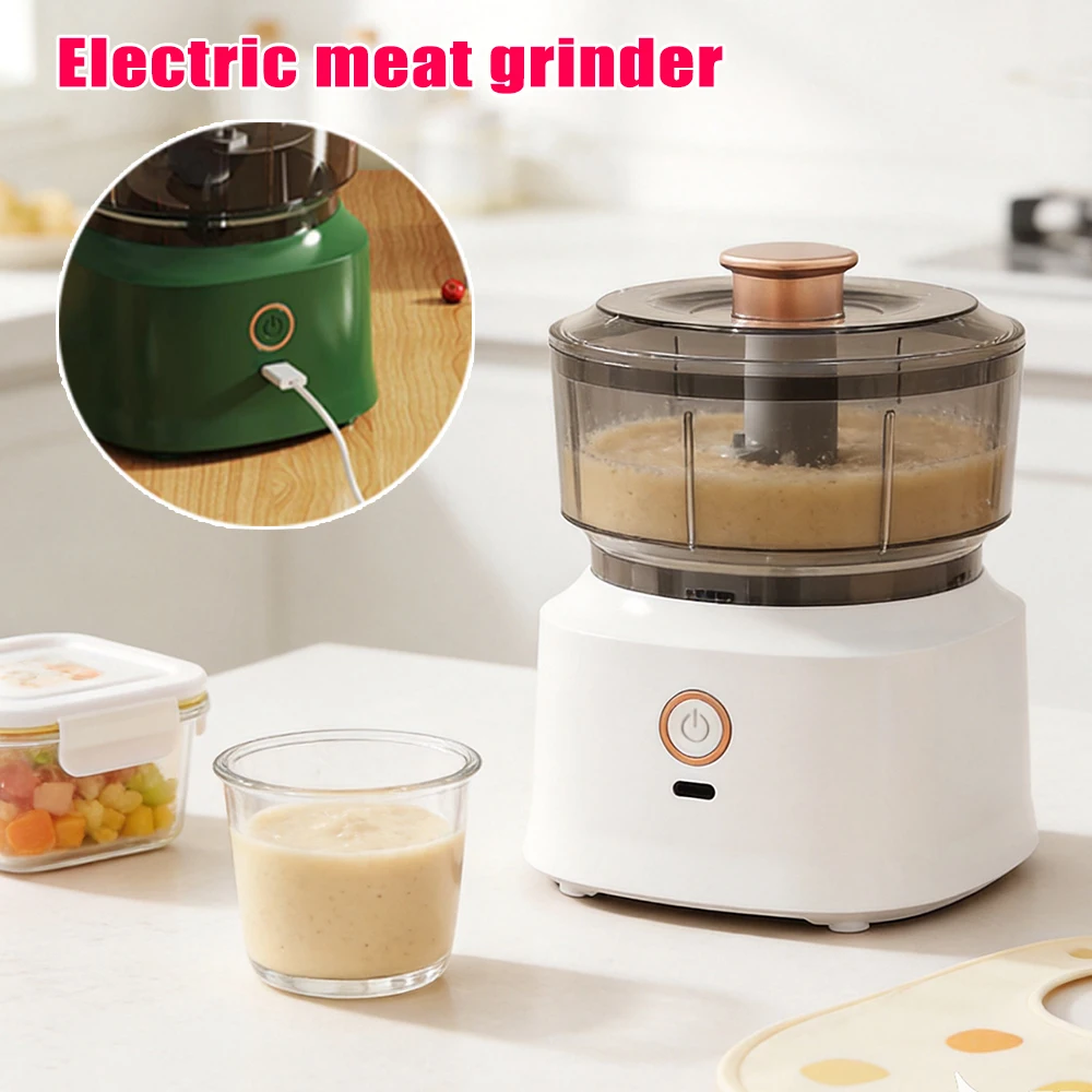 Kitchen Multifunctional Food Processor Wireless Electric Meat Grinder Garlic Masher Baby Food USB Charging Easy Clean