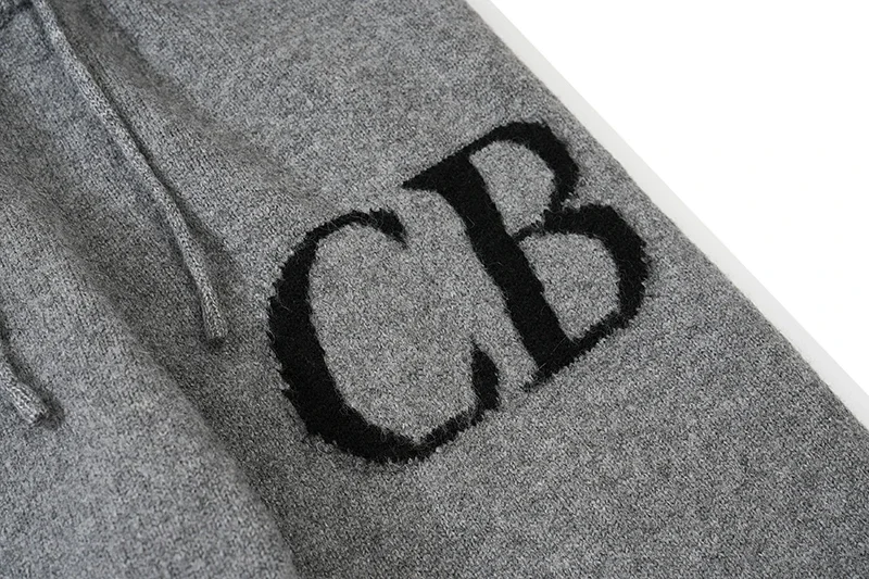 Four Color CB Letter Logo Jacquard Loose Woolen Pants Hiphop Street Winter Men Women Elastic Waist Drawstring Sweatpants