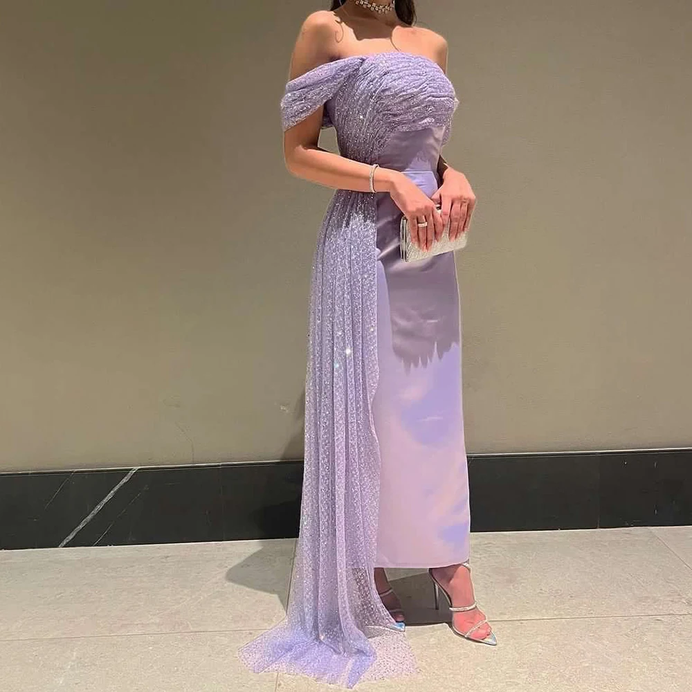 

Jancember Elegant Off Shoulder Lilac Dubai Evening Party Dresses For Arabic Women Wedding Dresses Long Formal Gowns Sf091