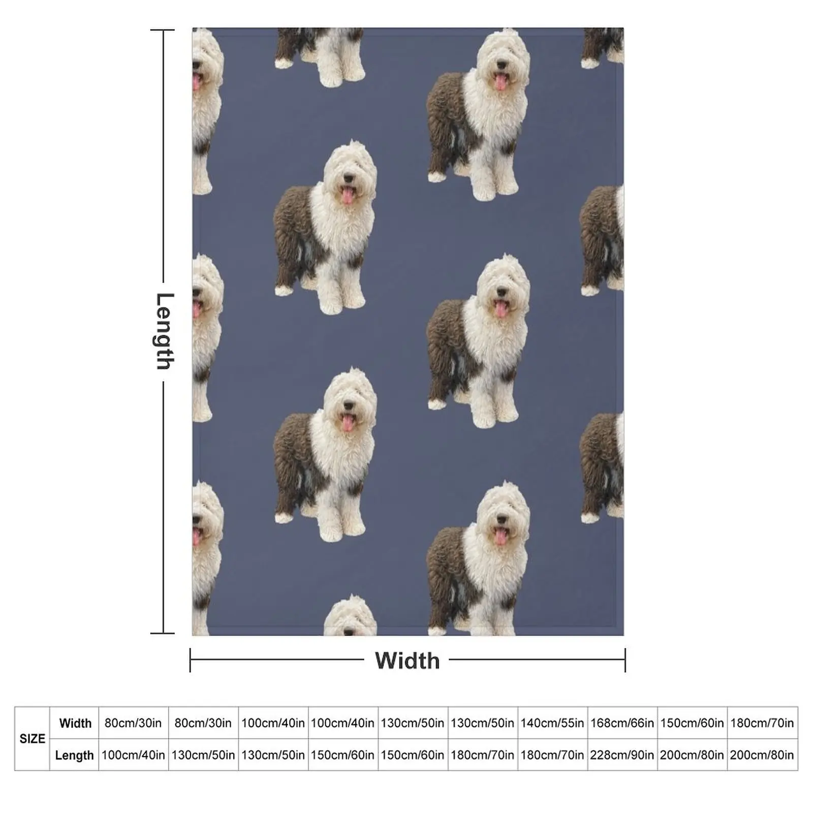 Old English Sheepdog Throw Blanket Vintage Personalized Gift Travel Plaid on the sofa Luxury Designer Soft Blankets