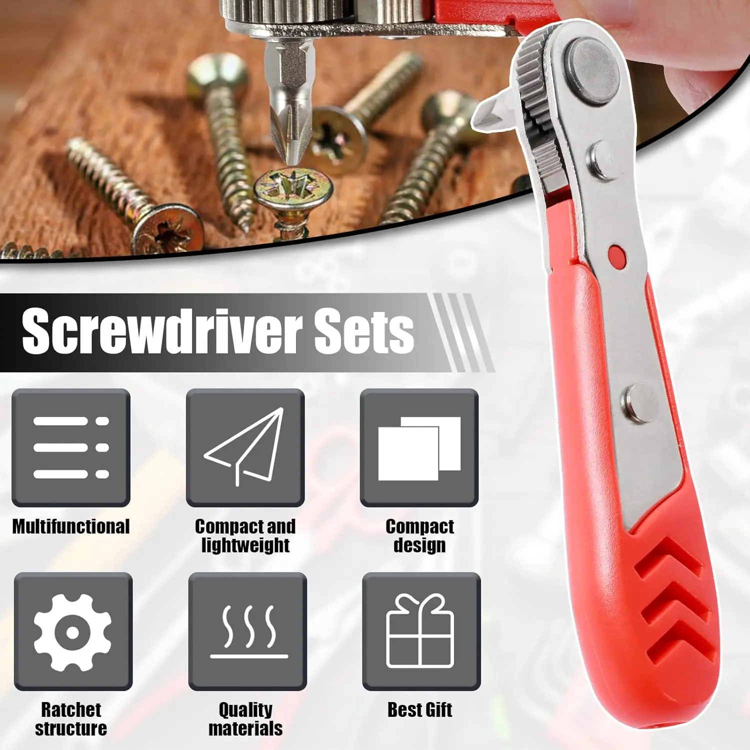 22 in 1 Right Angle Ratchet Screwdriver Set Magnetic Bits 90 Degree Reversible 1/4 inch Mini Men Repair Hand Tools for Any scene