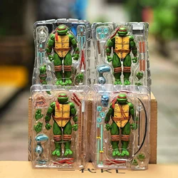 New NECA Turtles Figures Pizza Club Leonardo Leads Tmnt Turtles First Ninja Anime Action Figure Model Doll Gifts Toys In Stock