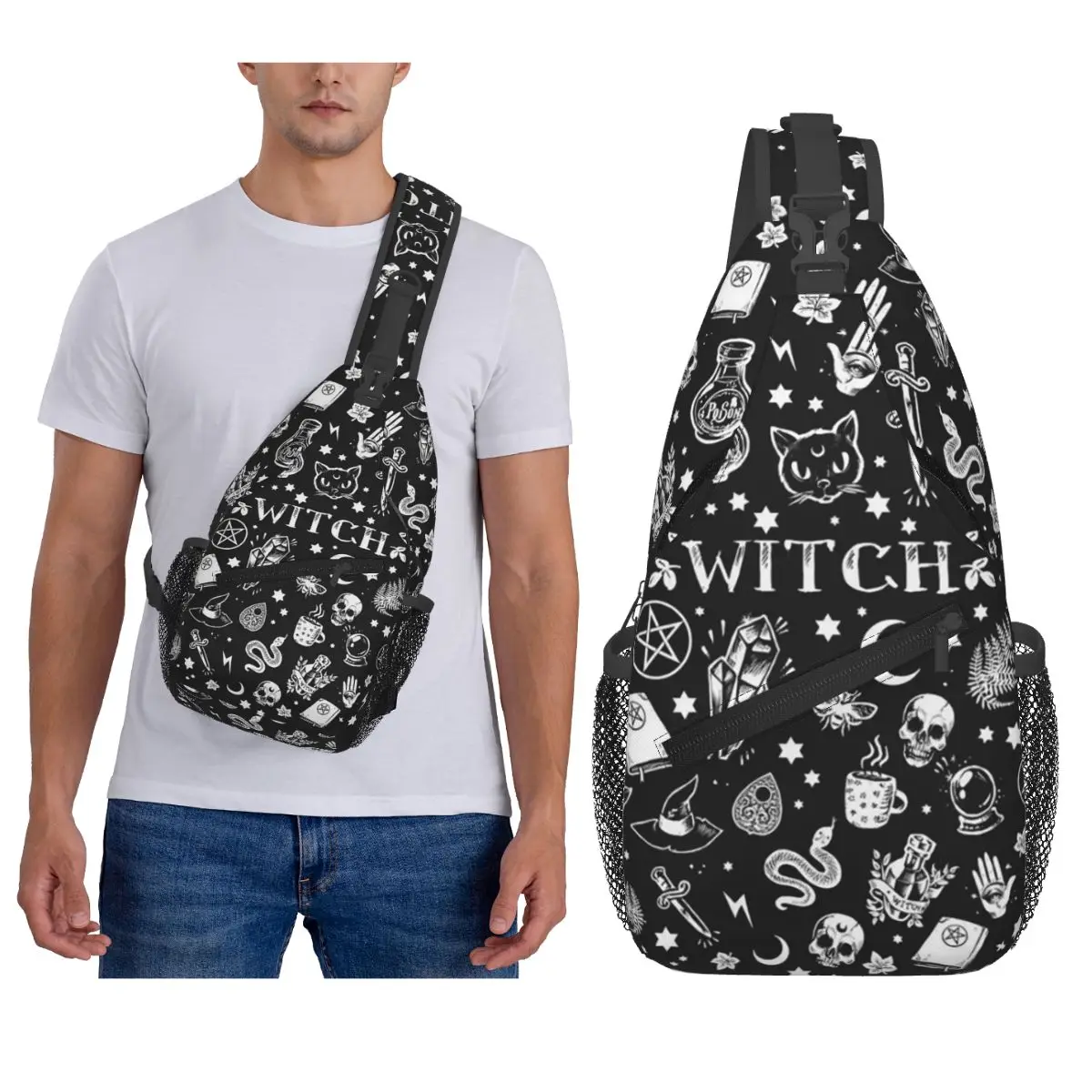 

Готический череп, кошка, луна, нагрудная сумка, мужской рюкзак на слинге, сумка через плечо, нагрудная сумка, дорожный походный рюкзак, сумка на плечо
