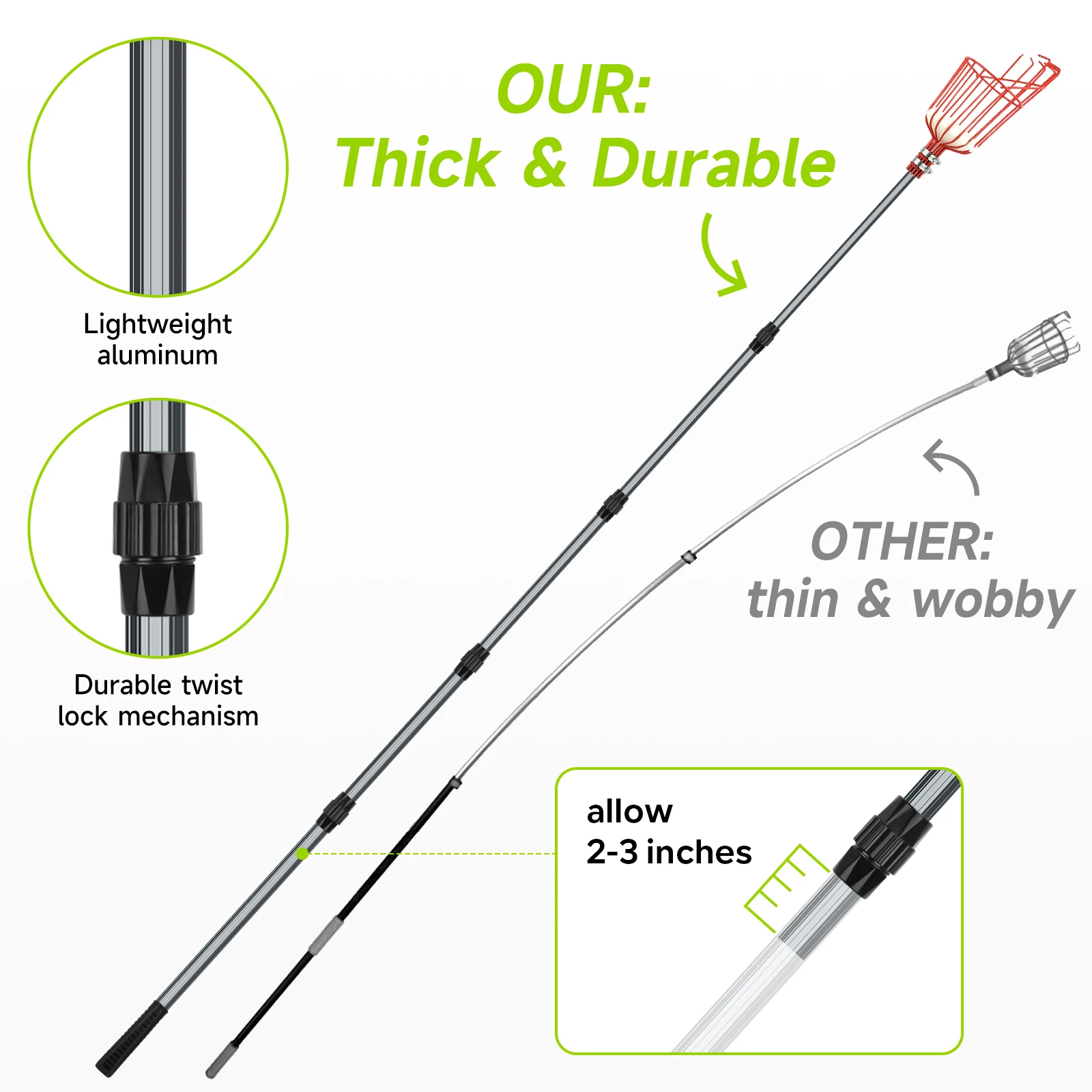 ผลไม้ Picker เครื่องมือ 5 M/3. - Fruit Picker Basket Telescopic Pole บทวิจารณ์และราคา