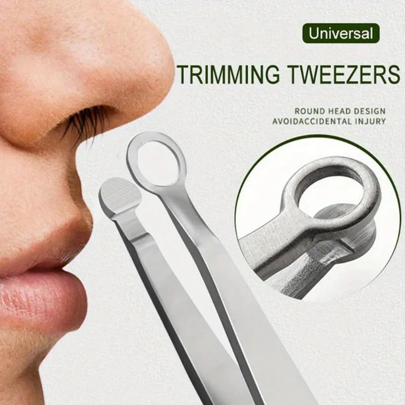 1pc Nose Hair Trimming Tweezers, Round Head, Multifunctional Water Resistant