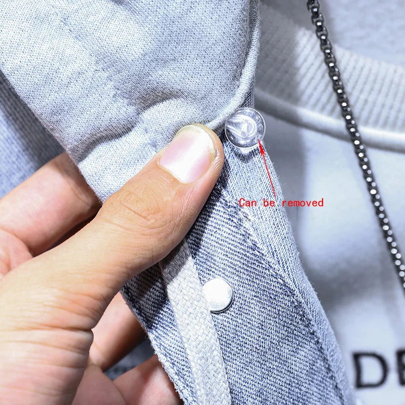 

New autumn models Men's light blue denim jacket Fashionable hooded detachable denim jacket men's clothing