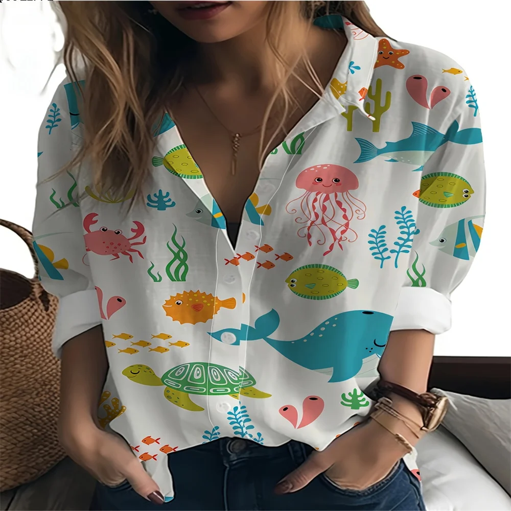 Printed women\'s shirt for autumn and winter elegant comfortable loose and casual wear perfect choice for retro work and daily