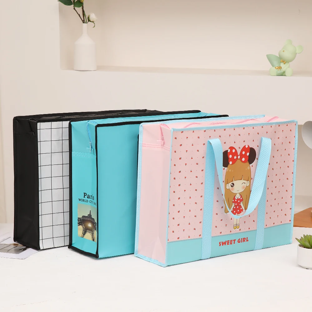 Tragbare Cartoon Vlies Quilt Aufbewahrung tasche große Kapazität wasserdichte Reise Shopping-Paket Spielzeug Organisation gefaltete Tasche – Detail 9