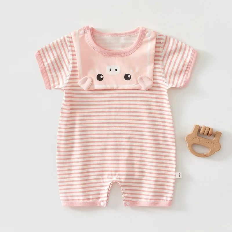 

Детский летний комбинезон для девочек с коротким рукавом, дышащий, тонкий, с нагрудником, 3-6 месяцев, для ползания