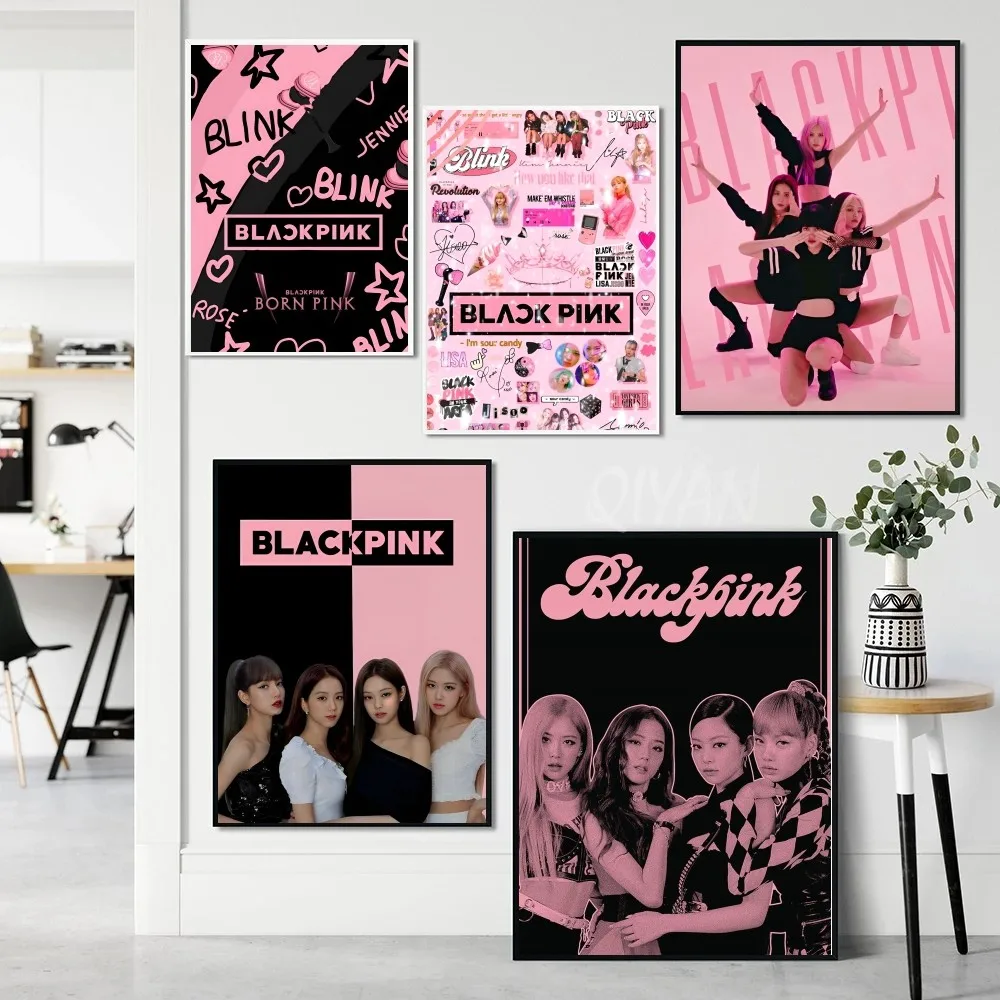 Famous Girl Group Poster Paper Print Home Living Room Bedroom Entrance Bar Restaurant Kpop-Blackpink Cafe Art Painting Decor