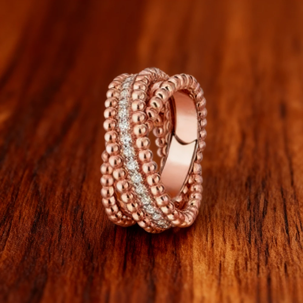 

2026 Trendy Collection Bead Style Cross Zircon Ring for Women Luxurious Party Jewelry