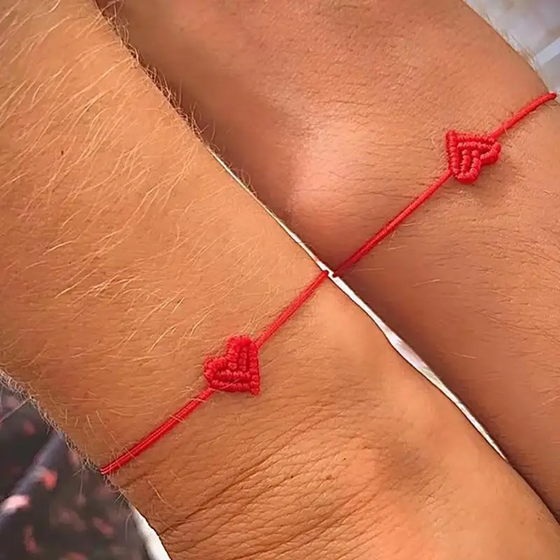 1 Stück Herz-Armband, Boho-Stil, verstellbares Paar-Armband, geflochtenes Freundschaftsarmband – Detail 1