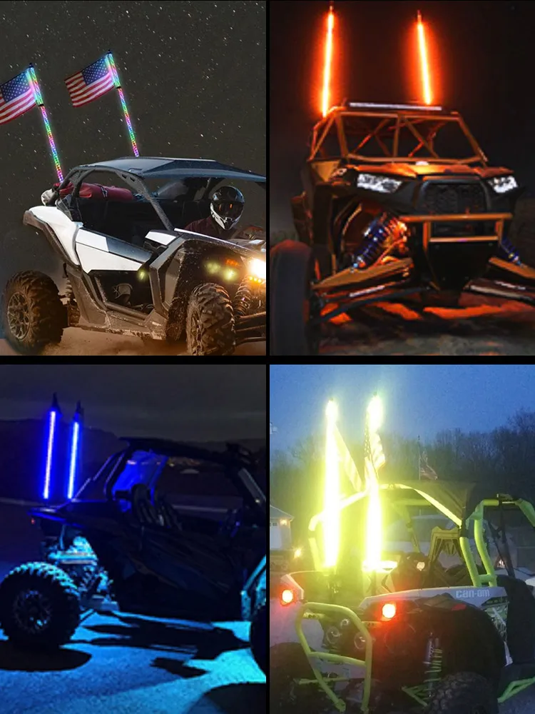 2/3FT LED Whip Light RGB Waterproof Multi-Color Flagpole Lamp Bowlight for Offroad Sand Rails/Buggies, SxS, ATV/UTV,RZR,Trucks