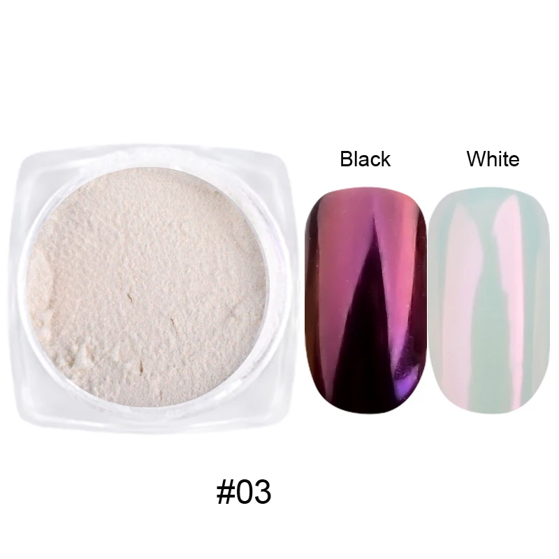 Set de 12 frascos de polvo de espejo blanco aurora para uñas, 0.3g cada uno, pigmento cromado brillante para esmaltado UV, decoración de manicura 6