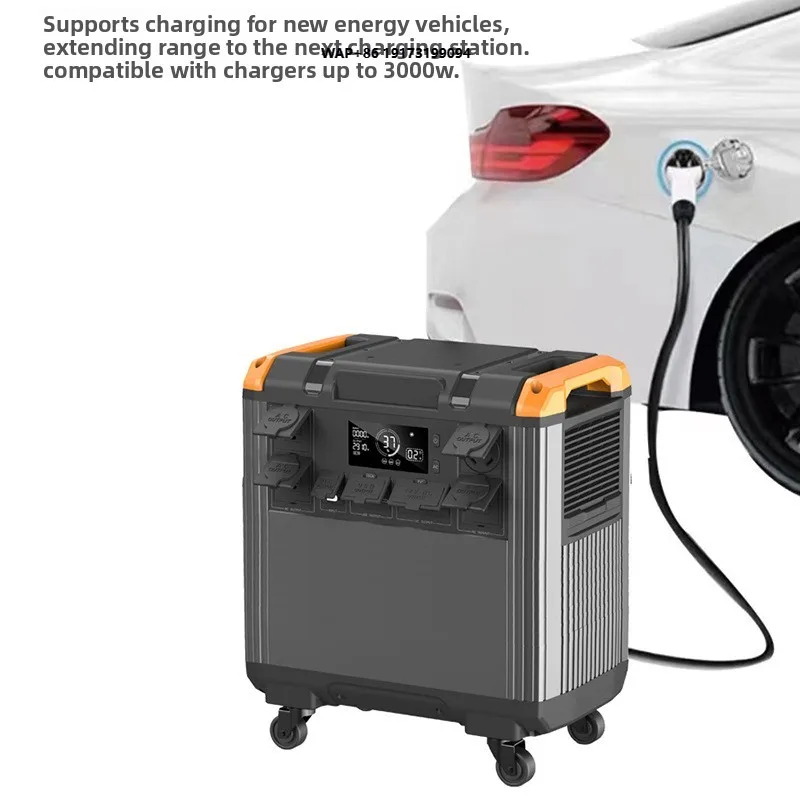 Portable Fast Charging Energy Storage Power Station 3000W High Capacity Mobile Solar Generator Camping Outdoor Truck 200W Solar