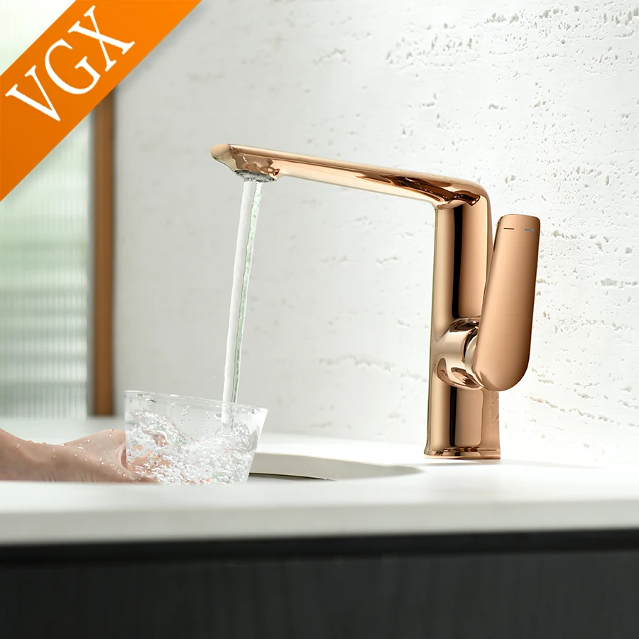 VGX Luxury Bathroom Faucets Basin Mixer Sink Faucet Gourmet Washbasin Tapware Hot Cold Water Tap Brass Chrome Black Brushed Gold