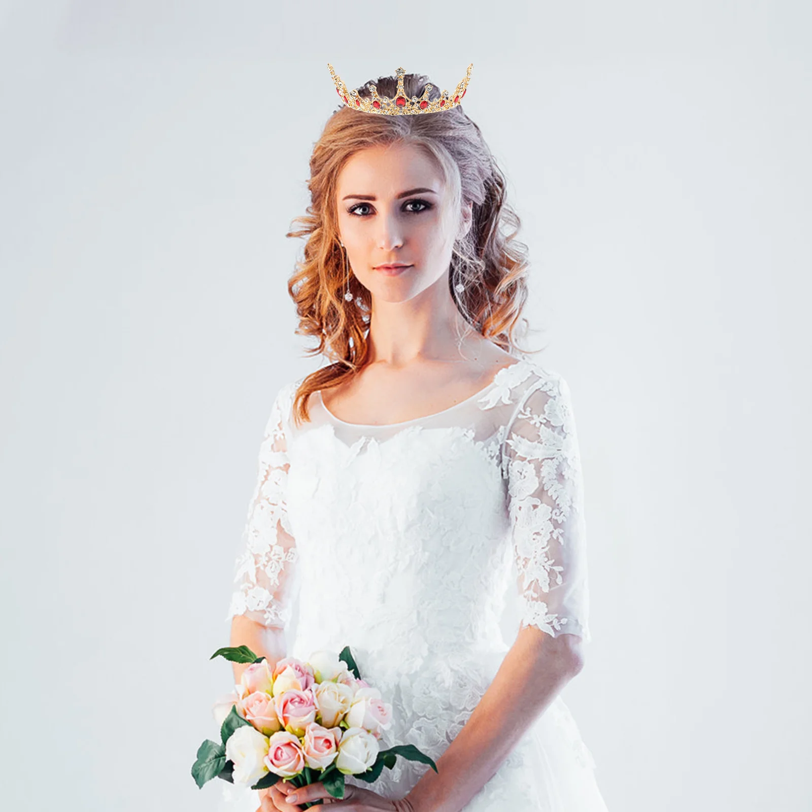 1Pcs Crystal Wedding Crown Bridal Baroque Style Round Shape Perfect for Anniversary Costume Party Bridal Wedding Crown