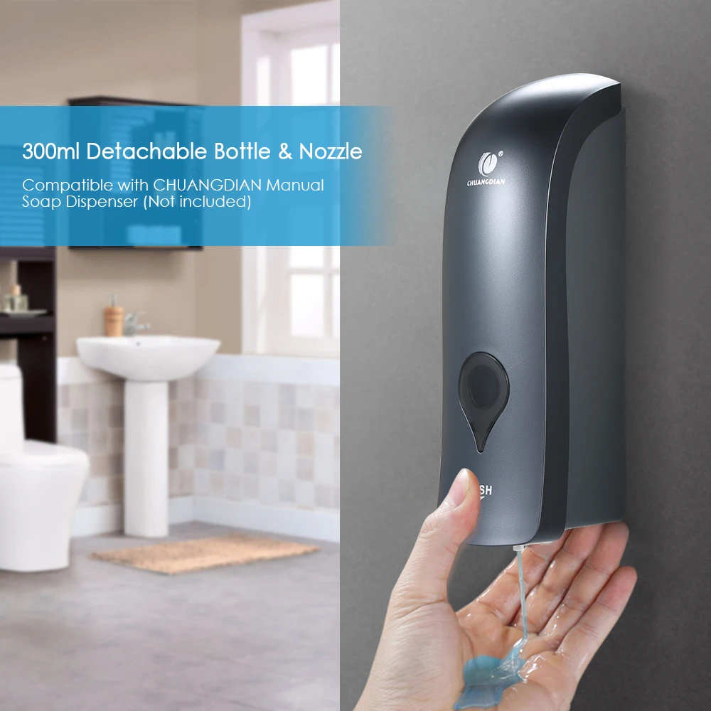 300ml No Drilling Wall Mounted Single-Head Manual Soap Dispenser Bathroom Shower Gel Liquid Shampoo Holder--Champagne Gold - view 3