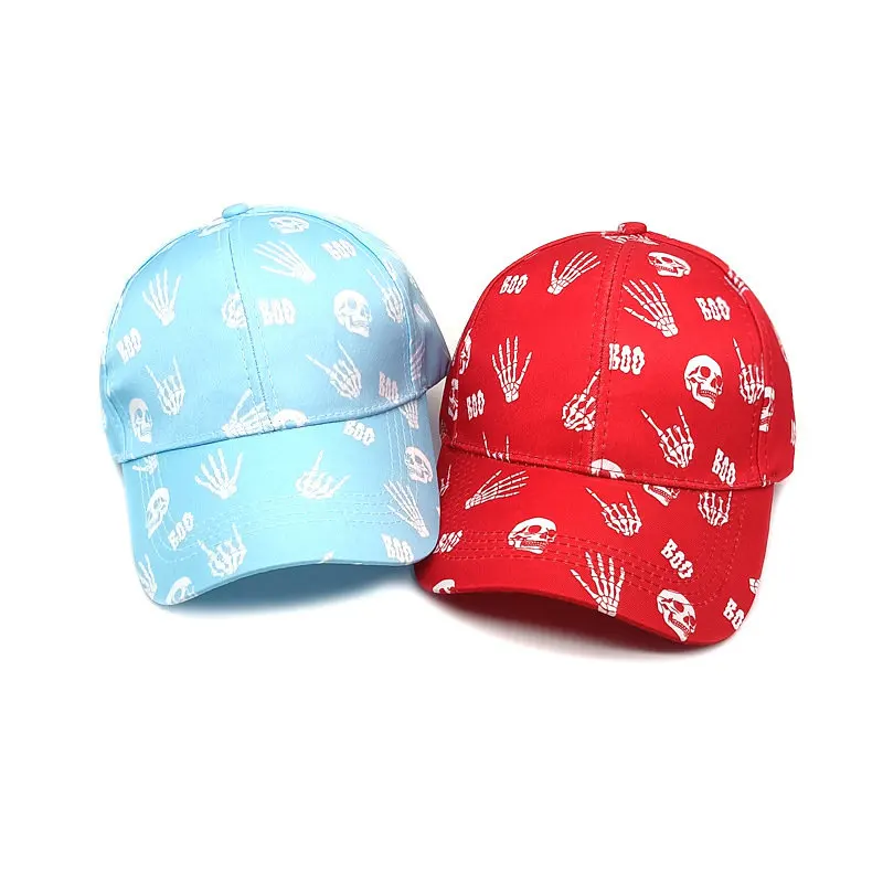 2023 Four Seasons Polyester Cartoon Skull Print Casquette Baseball Cap Adjustable Outdoor Snapback Hats for Men and Women 235