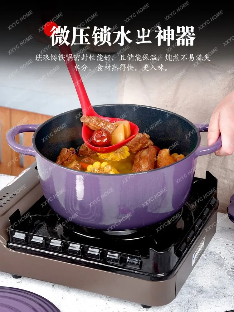 Cast Iron Pot Slow Cooker Stew Pot Soup Pot Household Non-Stick Enamel Casserole Induction Cooker Stew-Pan