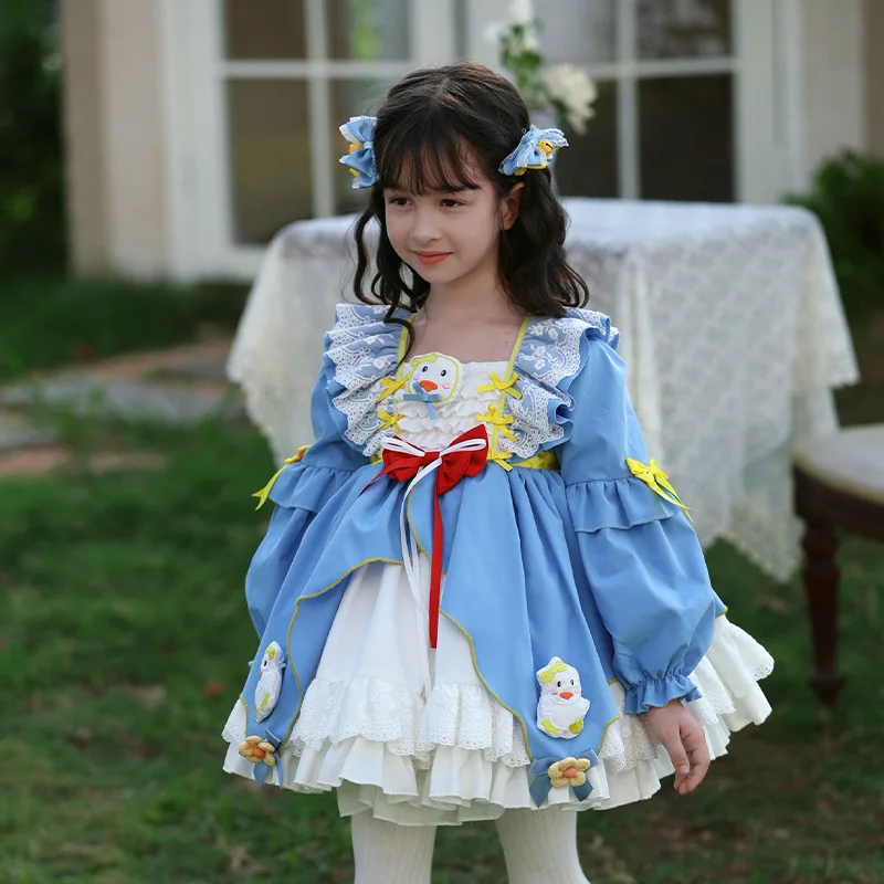 Autumn Lolita Dress for Girls Baby Wedding Dress Girl Princess Party Vestidos Long Sleeve Costume for Girls Evening Dresses