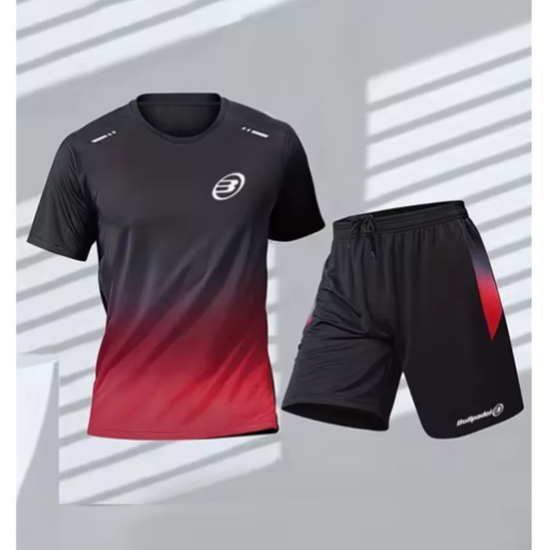 Bullpadel Tennis Sportswear Men's T-shirt Shorts Set Summer Badminton Short-sleeved Training Set Running Workout Tracksuit