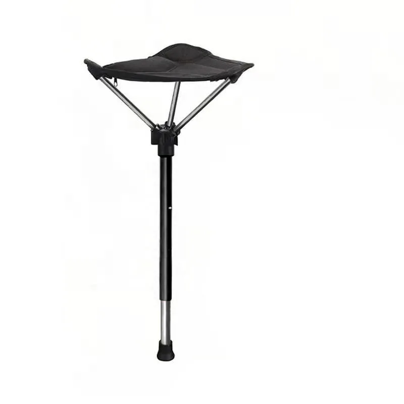 ww-Adjustable Camp Chair Fishing Chair Camping Stool Folding Walking Stick Tripod Stool Seat Stick Retractable Stick Chair