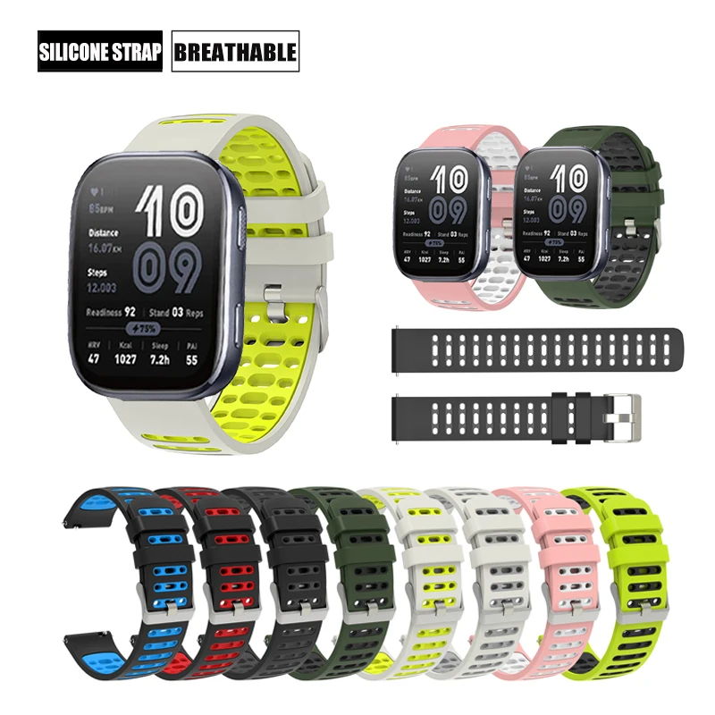 Bracelets de 20 mm/22 mm, bracelet en silicone de sport tendance pour Huami Amazfit Bip 6 / Bip 5 / Unity / Bip 3 Pro S U Lite