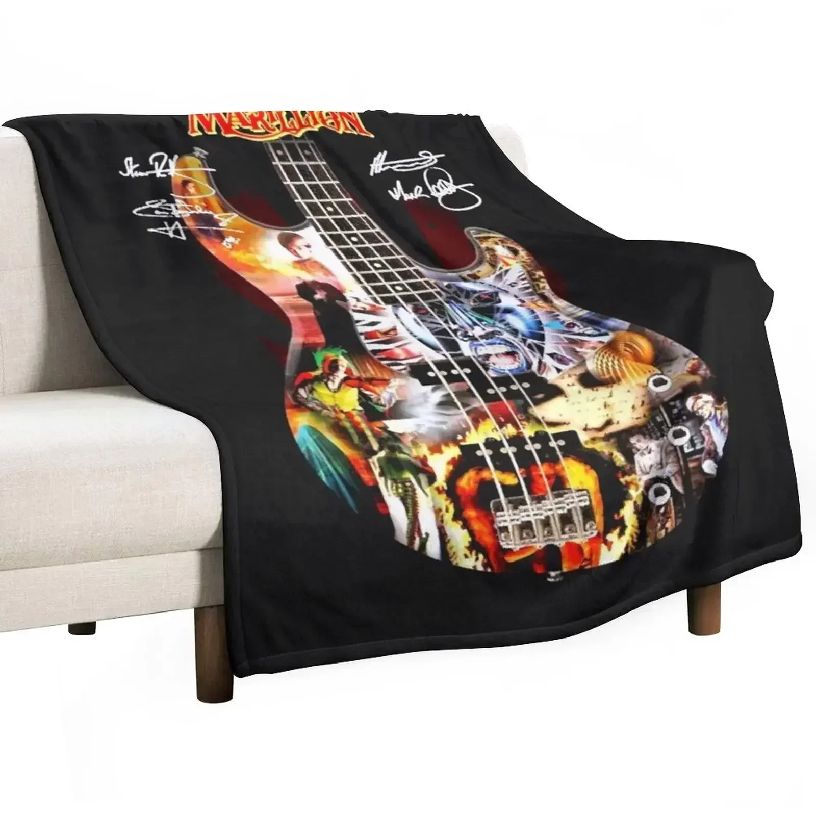 Marillion guitar signatures Throw Blanket Furry Sleeping Bag Thermal Blankets