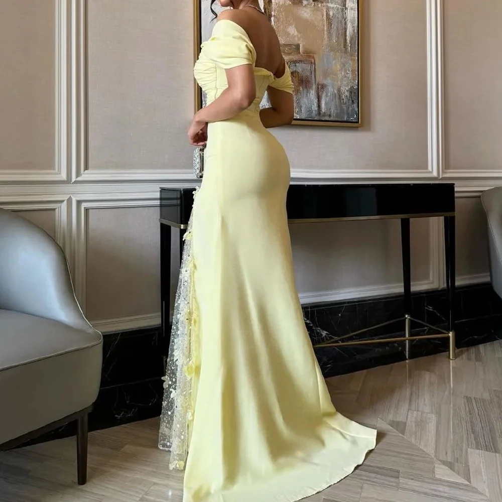 فستان سهرة مخصص حديث مستقيم بطول الأرض قبالة الكتف جيرسي مزين بالكريستال فستان سهرة أنيق من vestidos para mujer