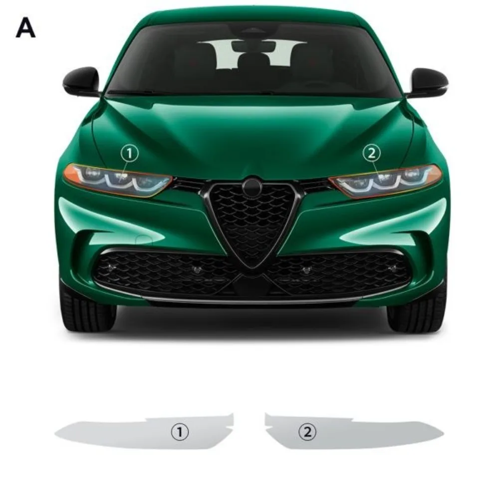 TPU Car Headlight Protective Film For Alfa Romeo Tonale 24-25 PPF Transparent & Smoked black  Anti-Scratch Auto Accessories