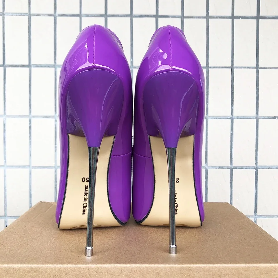 2024 New Arrival 16cm Extreme High Heels Purple Red Inside Stilettos Pumps Cross Dresser Fetish Catwalk Unisex Shoes Size35-46