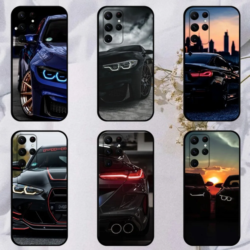 B-Blue Red Car   Phone Case For Samsung S23,23,22,30,21,10,9,Note20 Ultra,Lite,Ultra,5G,Plus,FE,Black Soft Case