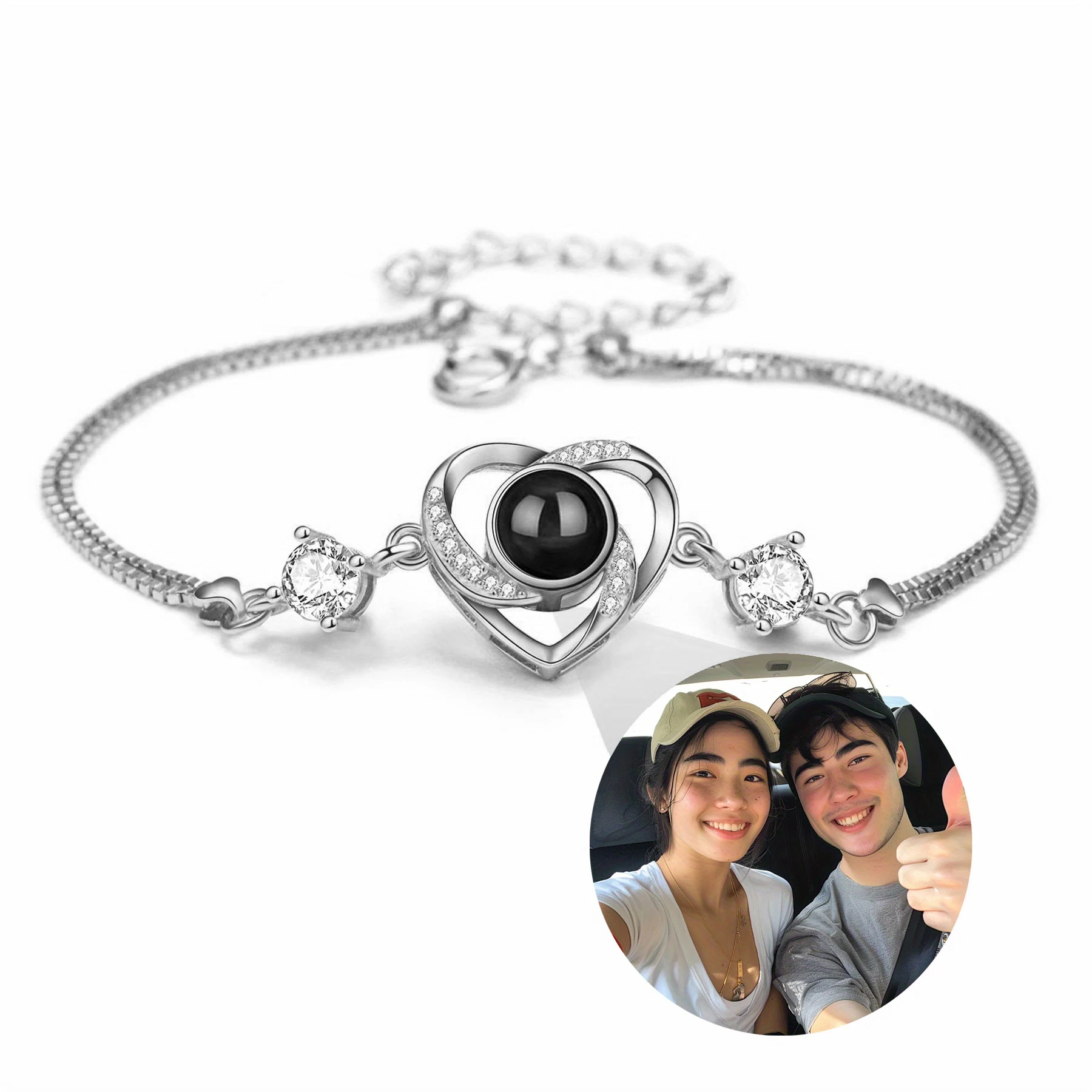 

Custom Color Picture Projection Bracelets Titanium Steel Heart For Girlfriend Lover 2025 New Valentine Birthday Romantic Gifts