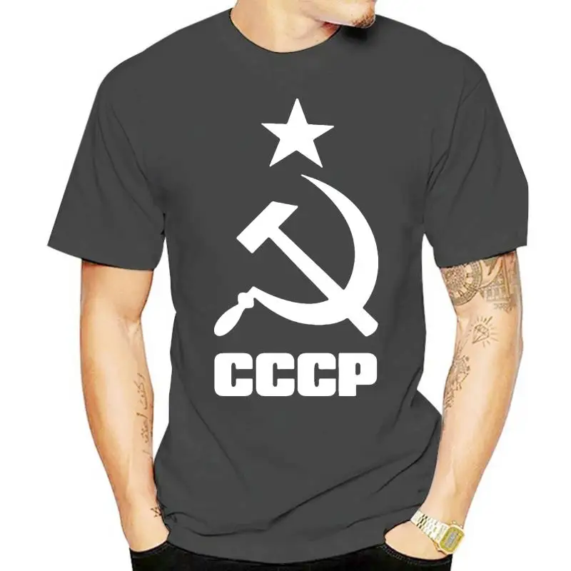 Summer T Shirts Men CCCP Russian USSR Soviet Union Man Short sleeve Moscow Russia Mens Casual Tees Cotton T Shirts