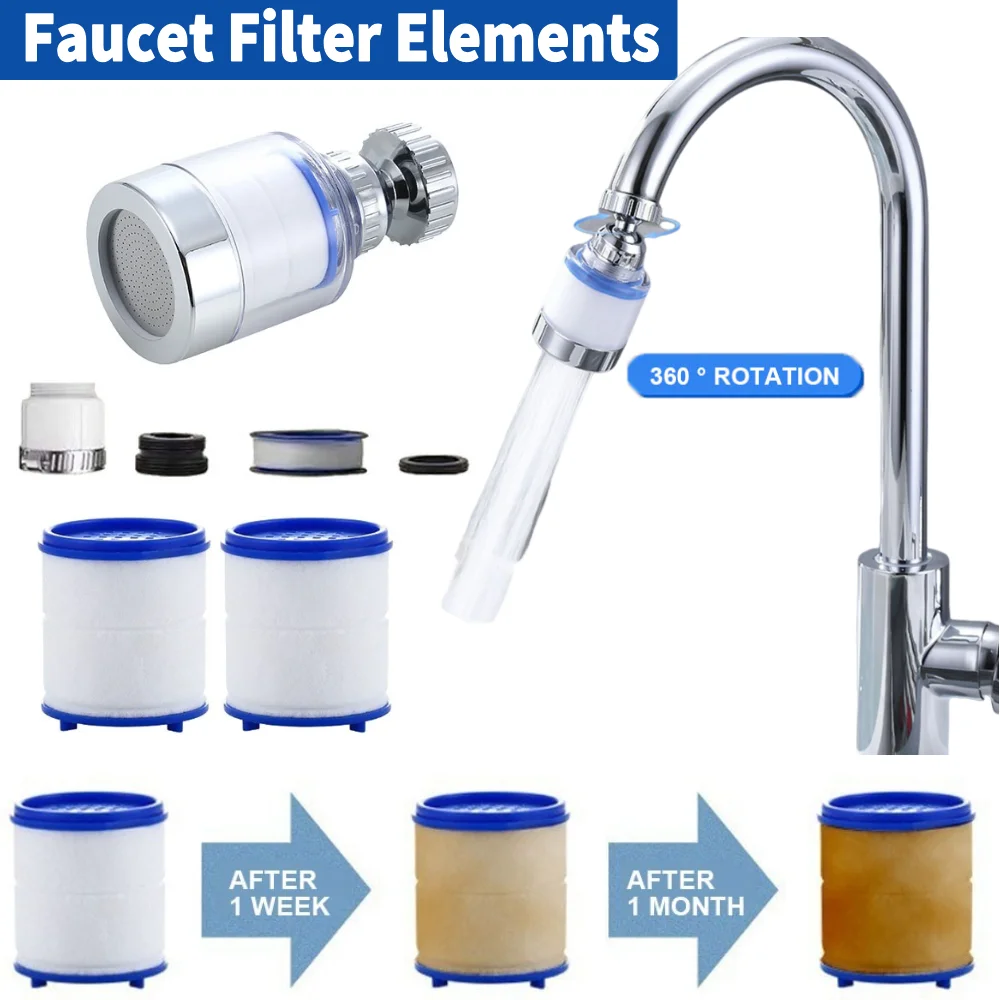 Faucet Filter Element Purifier Sprayer Head Household Purifier Water Saving Filter 360 Degree Rotating Splash Filters