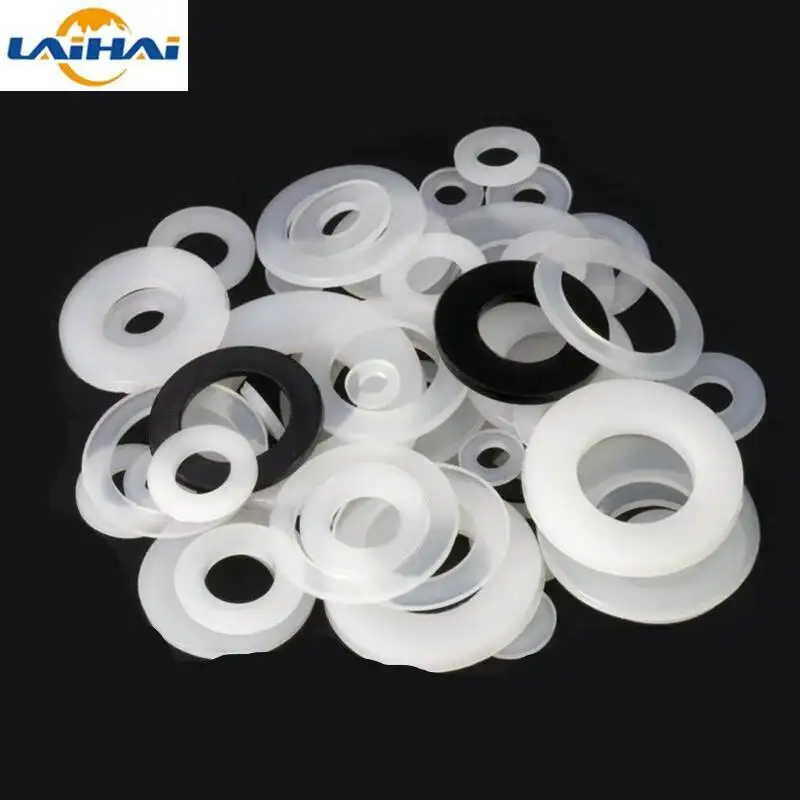 

50/ 100pcs 0.3/ 0.5/ 0.8mm Black/ White Plastic Nylon Ultrathin Washer Flat Ring Seal Washer Gasket M2 M2.5 M3 M4 M5 M6 M8 M10