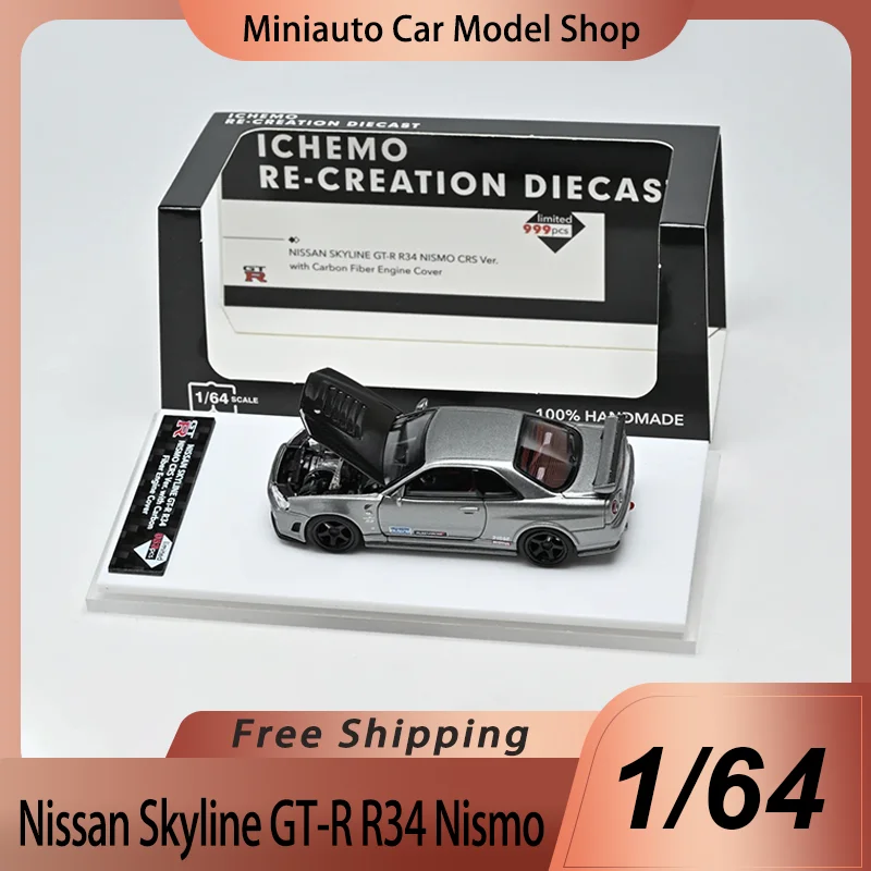 

In Stock 1:64 Ichemo 2026 Hec Nissan Skyline Gt-R R34 Nismo Alloy Car Model Simulation Alloy Die-Cast Car Model Custom Toys Gift