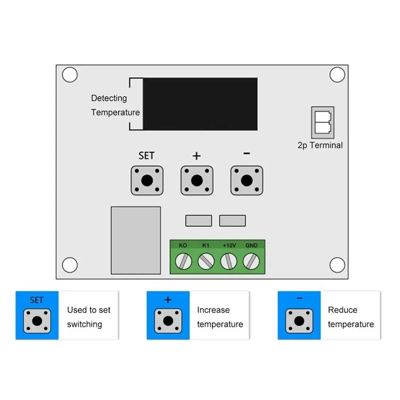 2Pcs W1209 Temperature Controller Module With Case LED Display Digital Thermostat Module With Waterproof NTC Probe Easy To Use