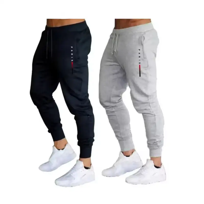 Men's Paris Letter Print Jogger Pants Casual Drawstring Sweatpants Slim Fit Trousers Sports Streetwear Jogging Pants With Pocket
