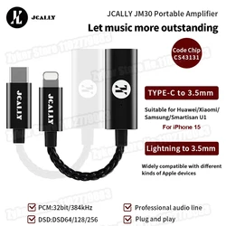 JCALLY CS43131 Digital Audio DAC Light-ning to 3.5mm DAC For iPhone IOS Type-C to 3.5mm USB DAC For Android 32bits/384kHz DSD256