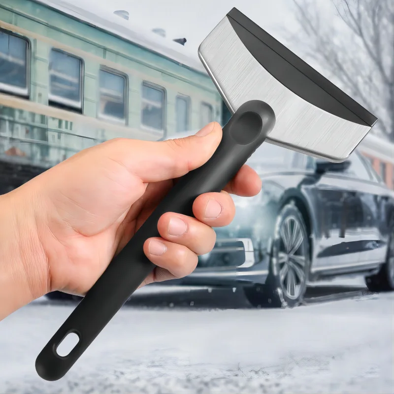 

Легкая и компактная щетка для снега и скребок для льда, портативный инструмент для удаления снега с лобового стекла из нержавеющей стали и АБС-пластика для зимнего автомобиля