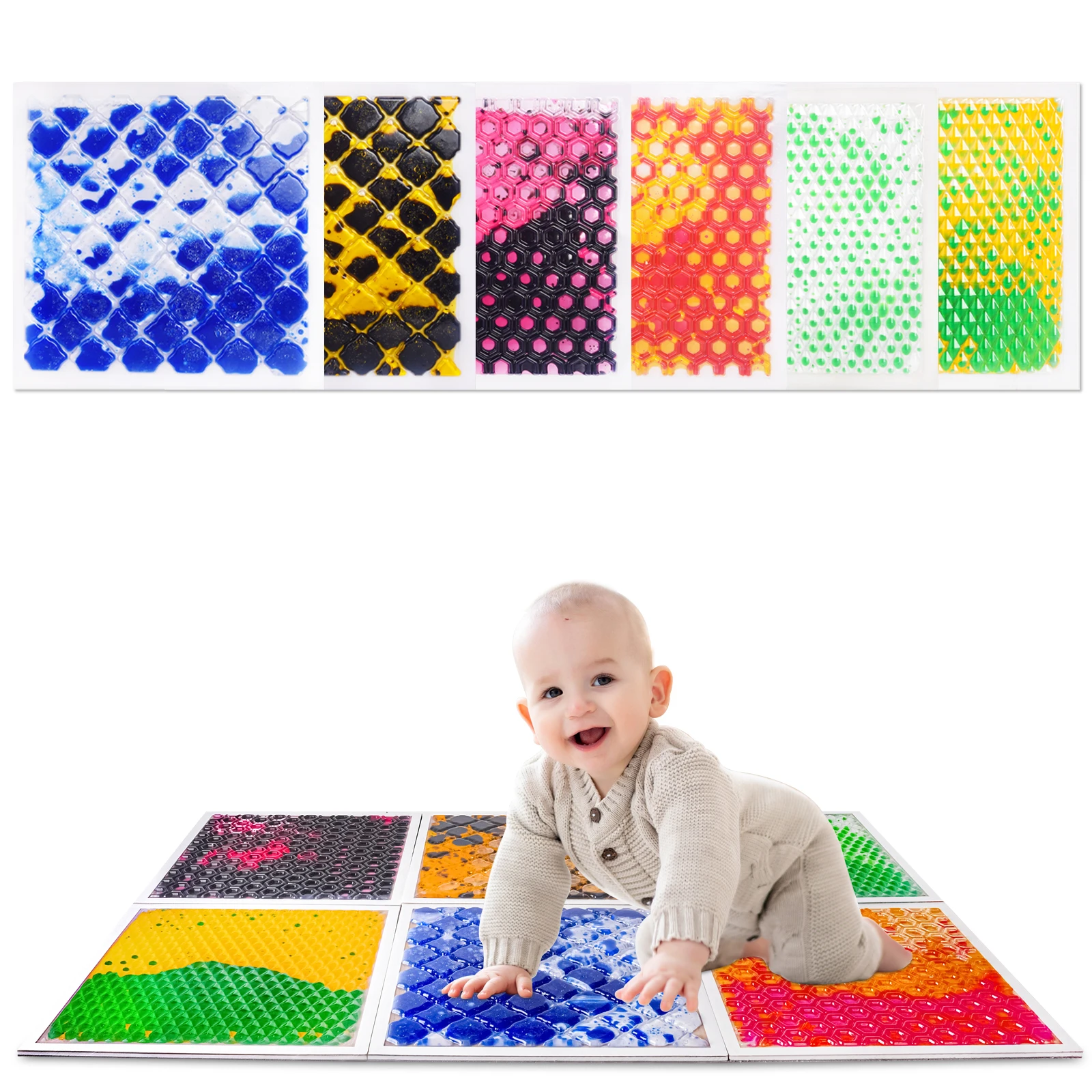 

Kid-Friendly Motion Easy Use Sensory Pads Floor Early Education Class Liquid Sensory Floor Tile Toddlers Color Tiles Sensory
