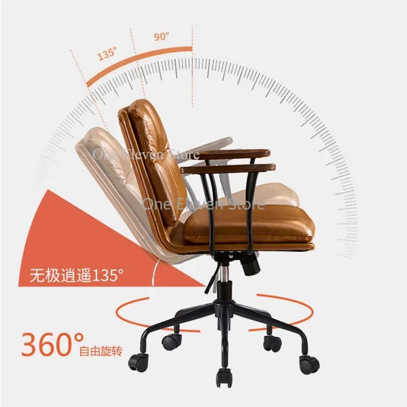 Genuine Leather Office Chair Ergonomic Conference Rolling Cute A Rm Chair Floor Zero Gravity Sillas Gaiming Office Furniture 의자