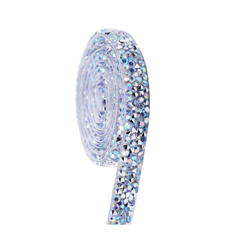 ABQR 1Yard Rhinestones Resin Trim Strass Decorative Tape Handmade Rhinestone Tape Applicator Ribbon with Appliques 10mm